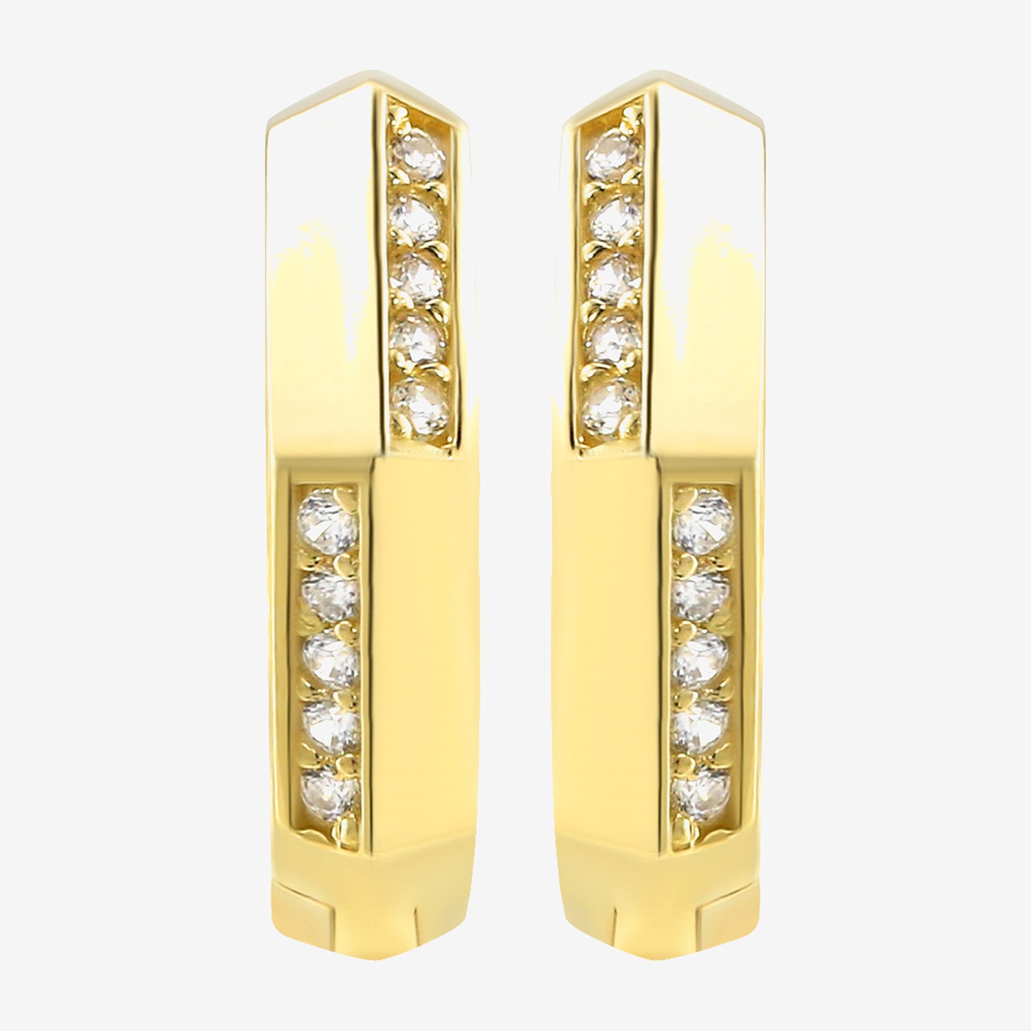 Gold Addiction Womens Cubic Zirconia 10K Gold 12.8mm Hoop Earrings