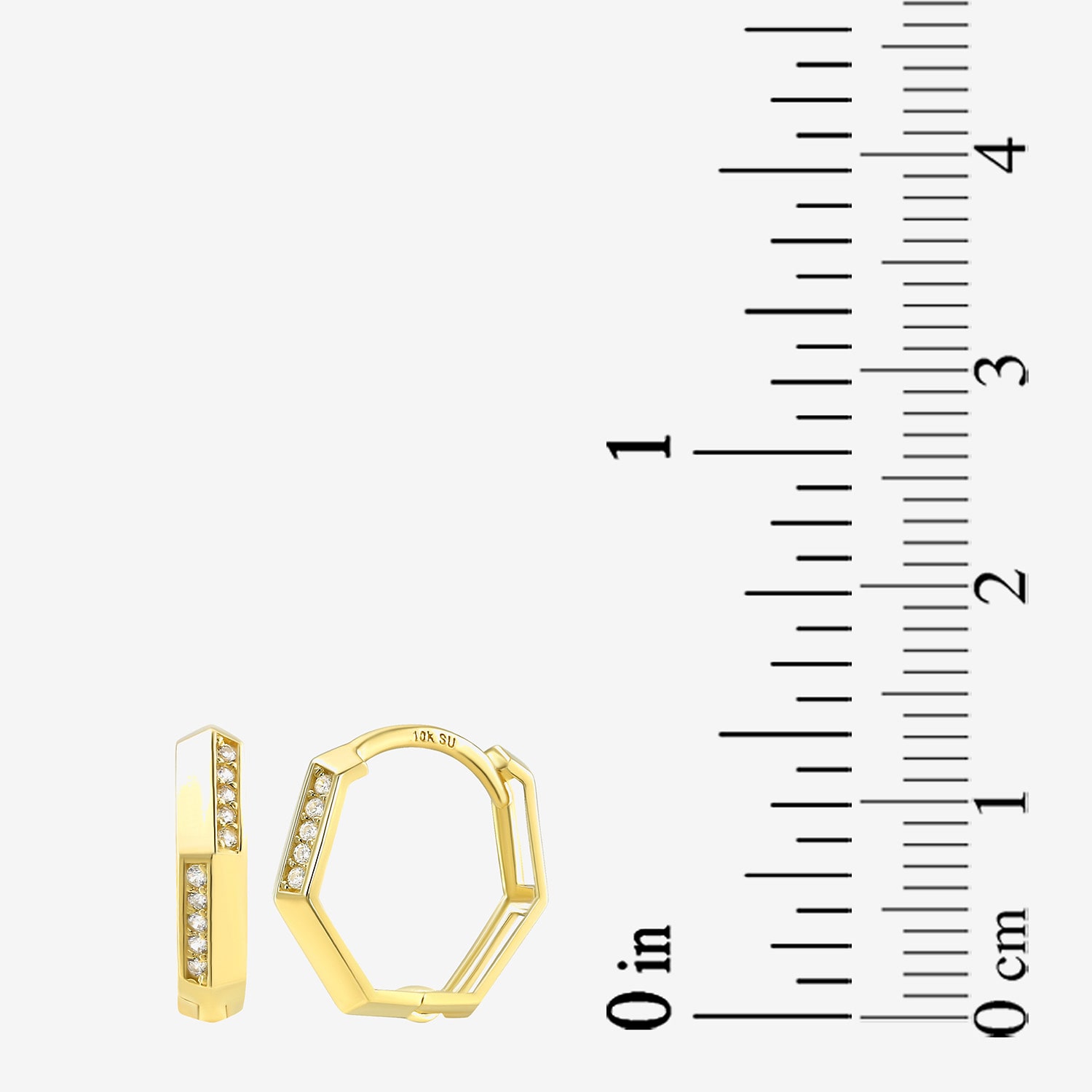 Gold Addiction Womens Cubic Zirconia 10K Gold 12.8mm Hoop Earrings