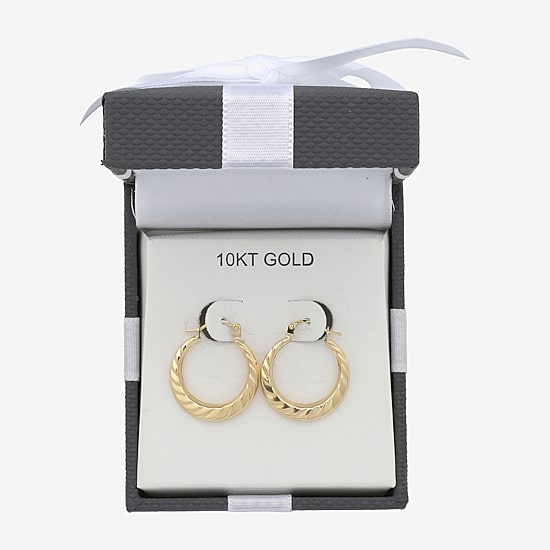 Womens 10K Gold 18mm Round Hoop Earrings