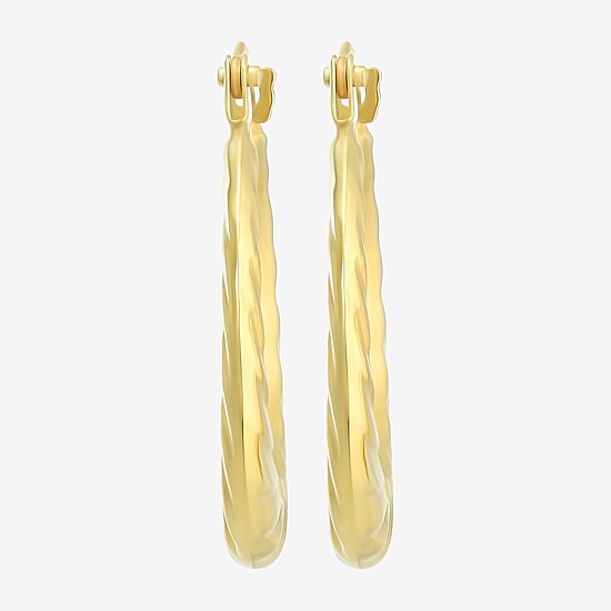 Womens 10K Gold 18mm Round Hoop Earrings