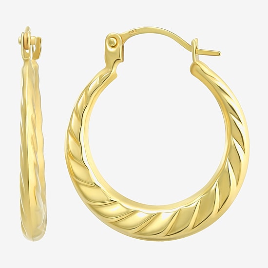 Womens 10K Gold 18mm Round Hoop Earrings