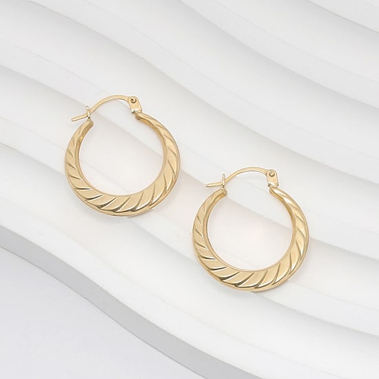 Womens 10K Gold 18mm Round Hoop Earrings