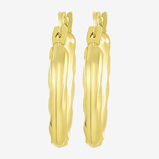 Womens 10K Gold 18mm Round Hoop Earrings