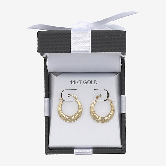 Womens 14K Gold 20mm Round Hoop Earrings