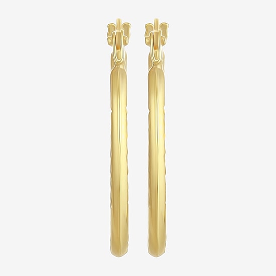 Womens 14K Gold 20.5mm Oval Hoop Earrings