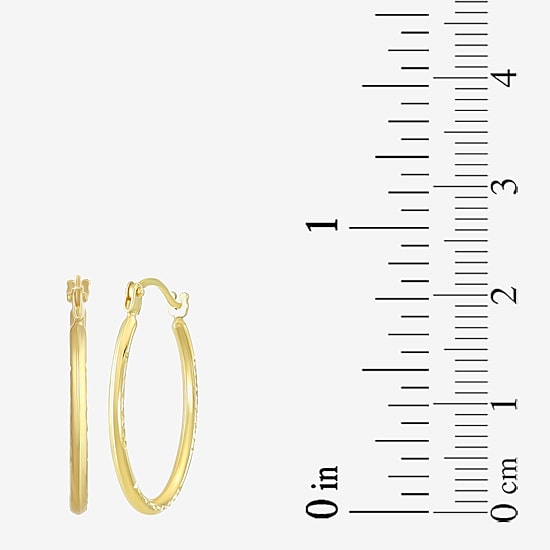 Womens 14K Gold 20.5mm Oval Hoop Earrings
