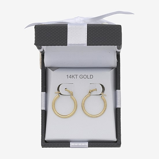 Womens 14K Gold 17.5mm Round Hoop Earrings
