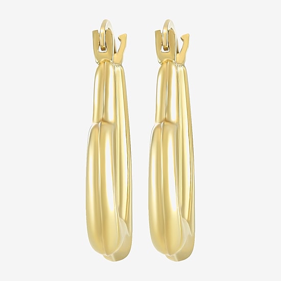 Womens 14K Gold 19mm Heart Hoop Earrings