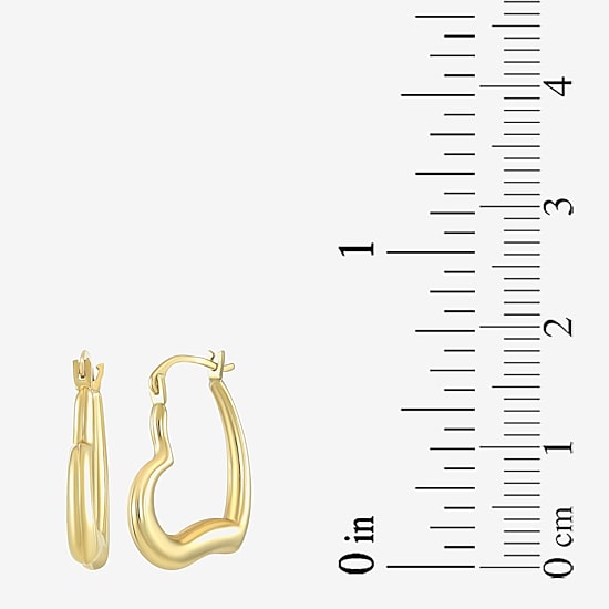 Womens 14K Gold 19mm Heart Hoop Earrings