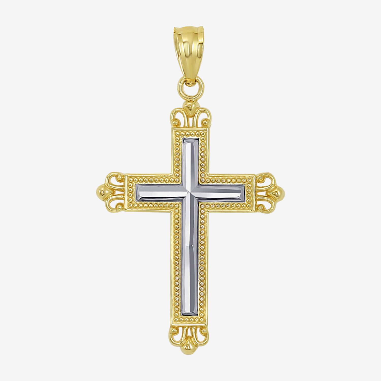 Cross Unisex Adult 10K Two Tone Gold Cross Pendant