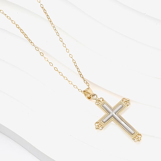 Cross Unisex Adult 14K Two Tone Gold Cross Pendant