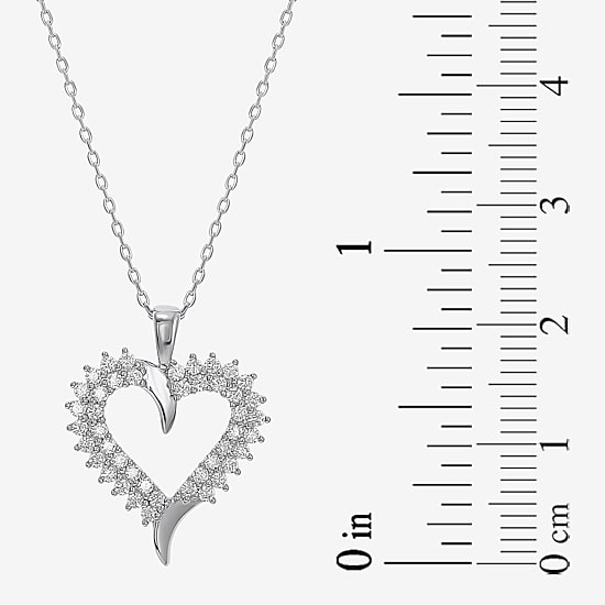 Diamonart Womens White Cubic Zirconia Sterling Silver Heart 18 Inch Pendant Necklace