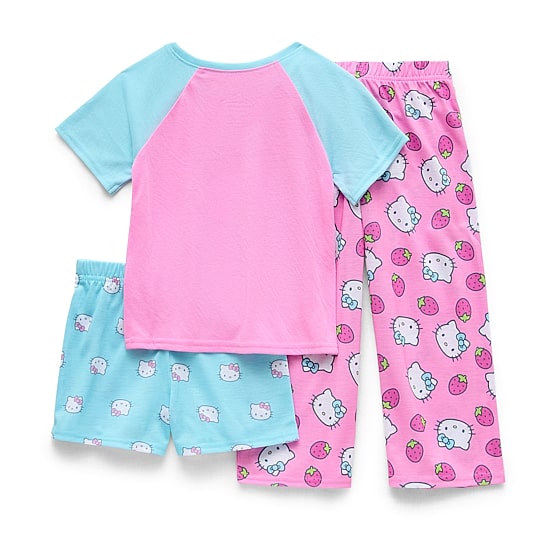 Toddler Girls Hello Kitty Crew Neck Short Sleeve 3-pc. Pajama Set
