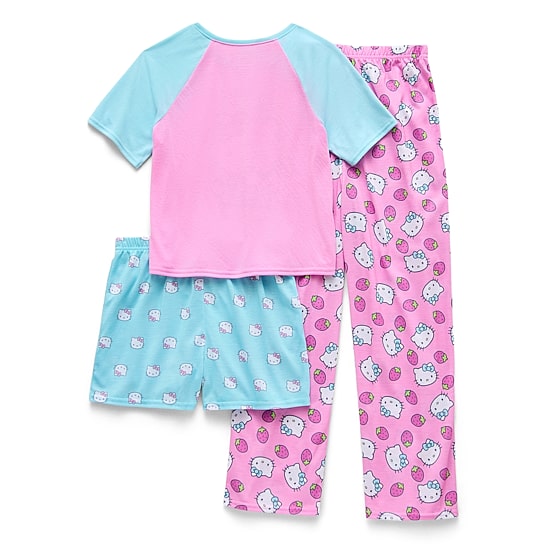 Little & Big Kid Girls Hello Kitty Crew Neck Short Sleeve 3-pc. Pajama Set