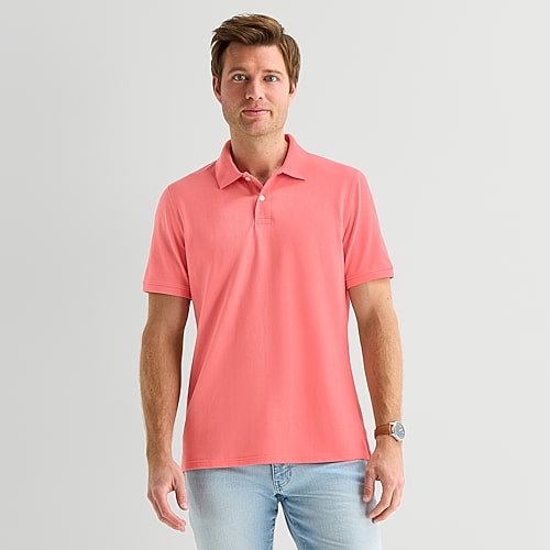 St. John's Bay Premium Stretch Mens Slim Fit Short Sleeve Polo Shirt, Xx-large, Pink