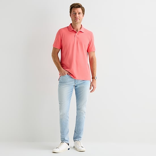 St. John's Bay Premium Stretch Mens Slim Fit Short Sleeve Polo Shirt