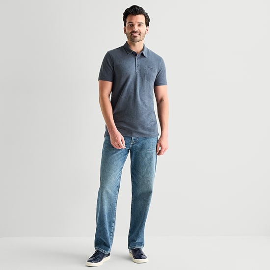mutual weave Mens Regular Fit Short Sleeve Polo Shirt