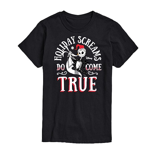 Mens Crew Neck Short Sleeve Regular Fit Nightmare Before Christmas Big and Tall Graphic T-Shirt