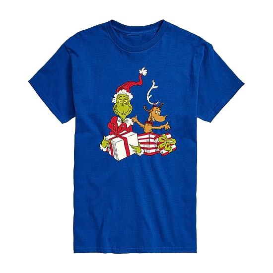 Mens Crew Neck Short Sleeve Regular Fit Grinch Graphic T-Shirt