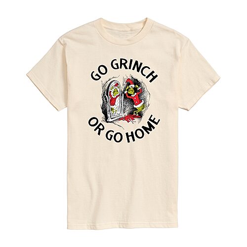 Mens Grinch Graphic T-Shirt, Large Tall, Beige