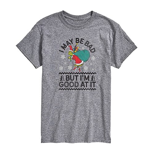 Mens Grinch Graphic T-Shirt, 3x-large, Gray