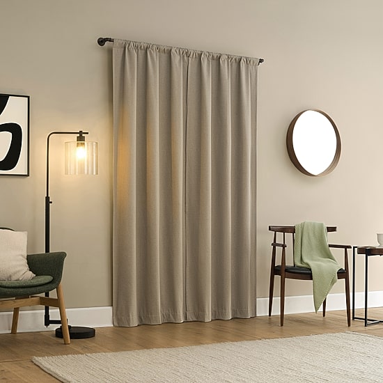 Sun Zero Presley Herringbone Magnetic Rod Pocket Light-Filtering Set of 2 Curtain Panel