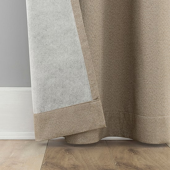 Sun Zero Presley Herringbone Magnetic Rod Pocket Light-Filtering Set of 2 Curtain Panel