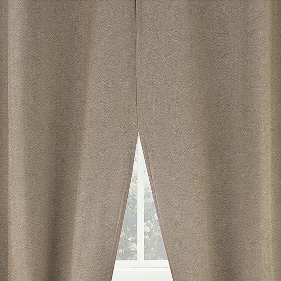 Sun Zero Presley Herringbone Magnetic Rod Pocket Light-Filtering Set of 2 Curtain Panel