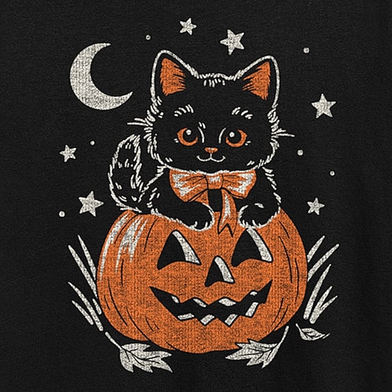 Halloween Kitten Womens Crew Neck Short Sleeve Regular Fit Graphic T-Shirt