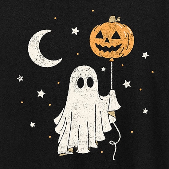 Ghost Pumpkin Balloon Womens Crew Neck Short Sleeve Regular Fit Graphic T-Shirt