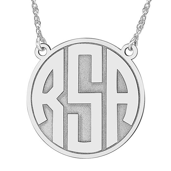 Personalized 25mm Circle Block Monogram Initials Pendant Necklace