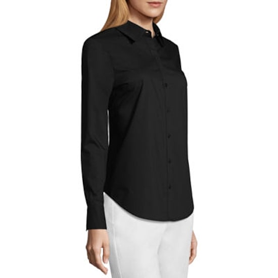 Worthington Womens Cuffed Long Sleeve Modern Fit Button-Down Shirt