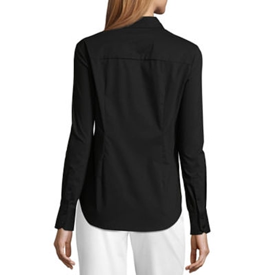 Worthington Womens Cuffed Long Sleeve Modern Fit Button-Down Shirt
