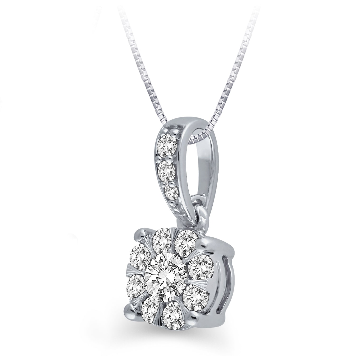 Womens 1/4 CT. T.W. Natural White Diamond 10K Gold Round 18 Inch Pendant Necklace