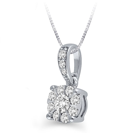 Womens 1/4 CT. T.W. Natural White Diamond 10K Gold Round 18 Inch Pendant Necklace