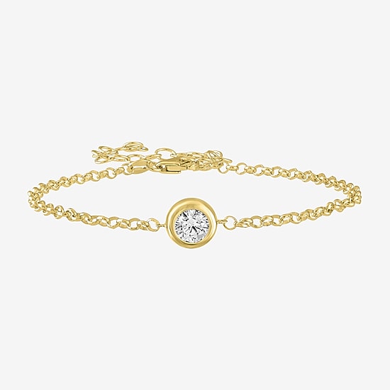 Diamond Addiction (G-H / Si2-I1) Womens 10K Gold 8 Inch Cable Round Chain Bracelet