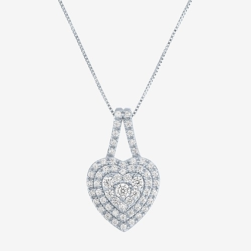 (G-H / Si2-I1) Womens 1/3 CT. T.W. Lab Grown White Diamond 10K Gold Heart 18 Inch Pendant Necklace, 18