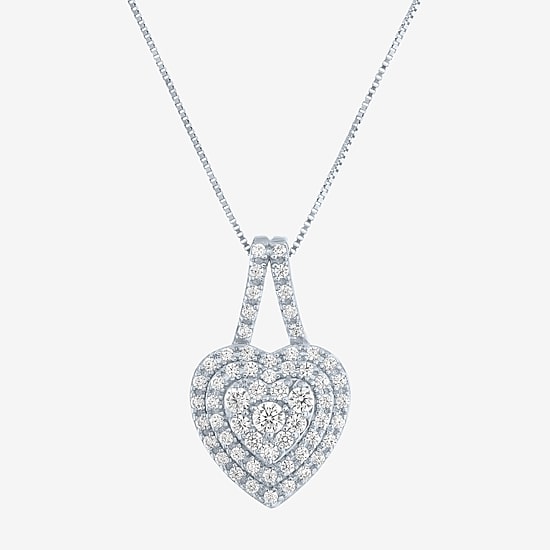 (G-H / Si2-I1) Womens 1/3 CT. T.W. Lab Grown White Diamond 10K Gold Heart 18 Inch Pendant Necklace