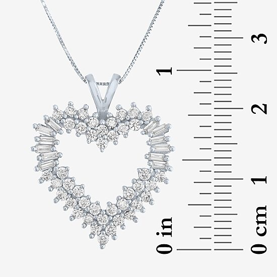 (G-H / I1-I2) Womens 1 CT. T.W. Lab Grown White Diamond 10K Gold Heart 18 Inch Pendant Necklace