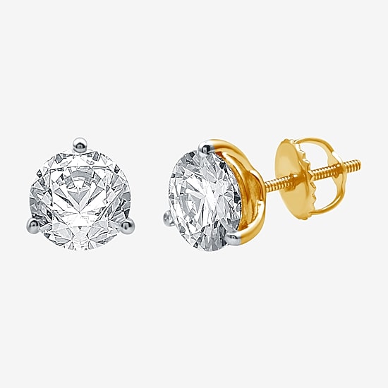 Ever Star (E-F / Si1-Si2) 3 CT. T.W. Lab Grown White Diamond 14K Gold 8.3mm Round Stud Earrings