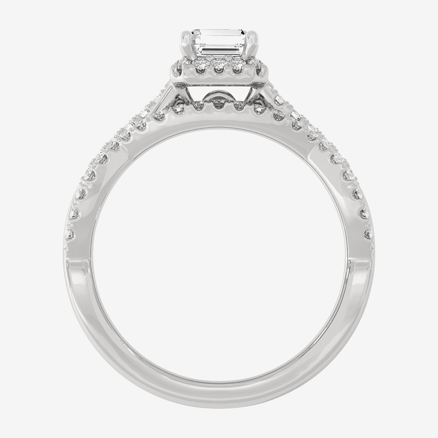 H-I / Si1-Si2) Womens / CT. T.W. Lab Grown White Diamond 10K Gold Side Stone Halo Bridal Set