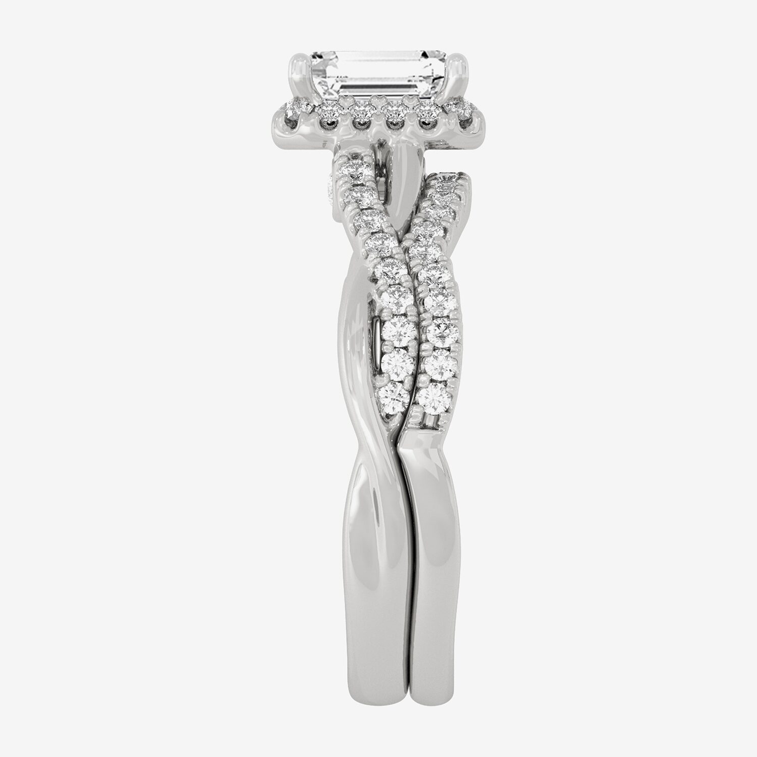 H-I / Si1-Si2) Womens / CT. T.W. Lab Grown White Diamond 10K Gold Side Stone Halo Bridal Set