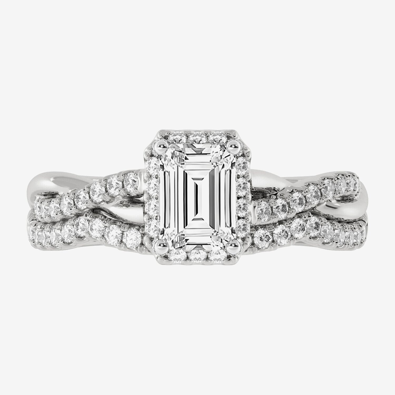 H-I / Si1-Si2) Womens / CT. T.W. Lab Grown White Diamond 10K Gold Side Stone Halo Bridal Set