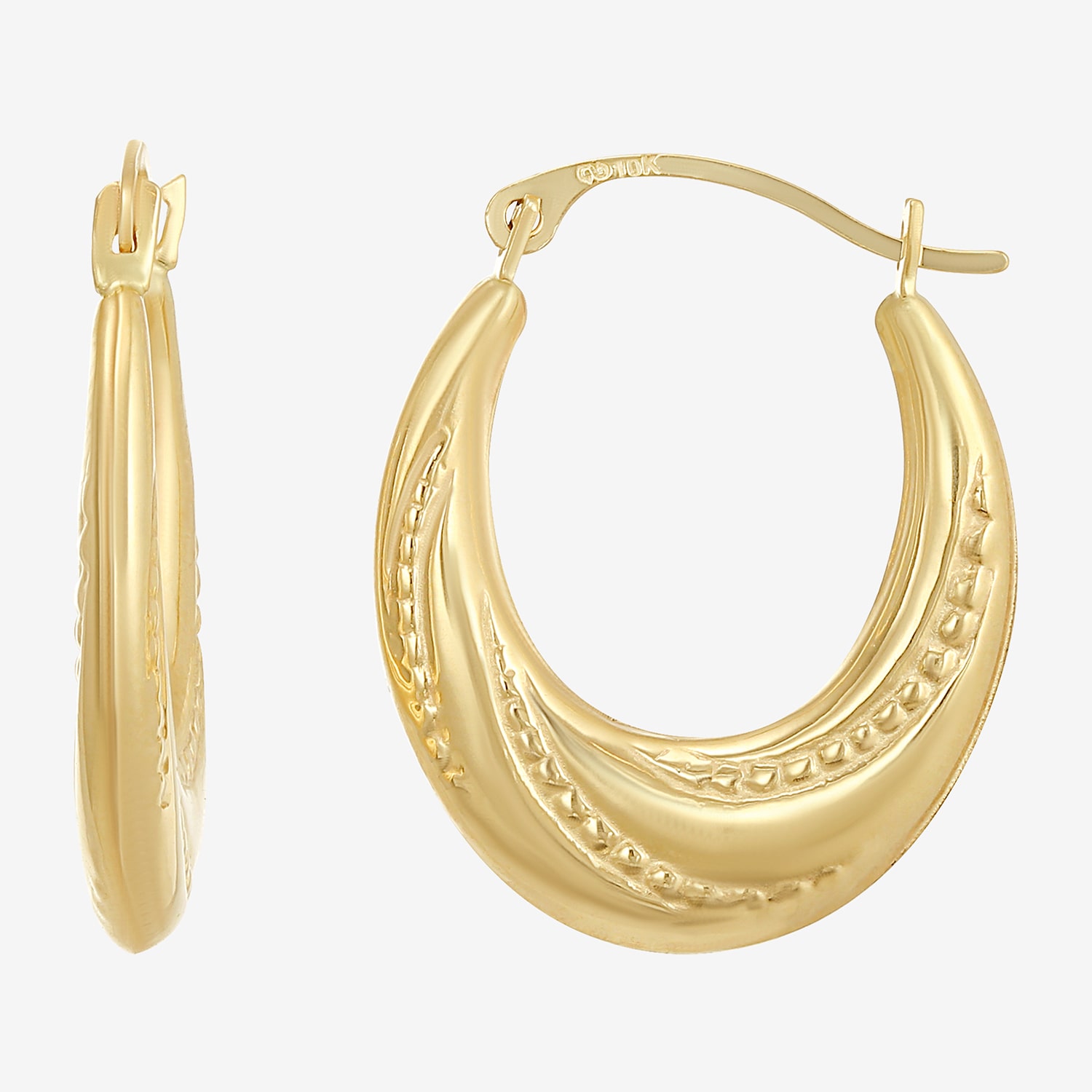 Womens 10K Gold 20mm Round Hoop Earrings