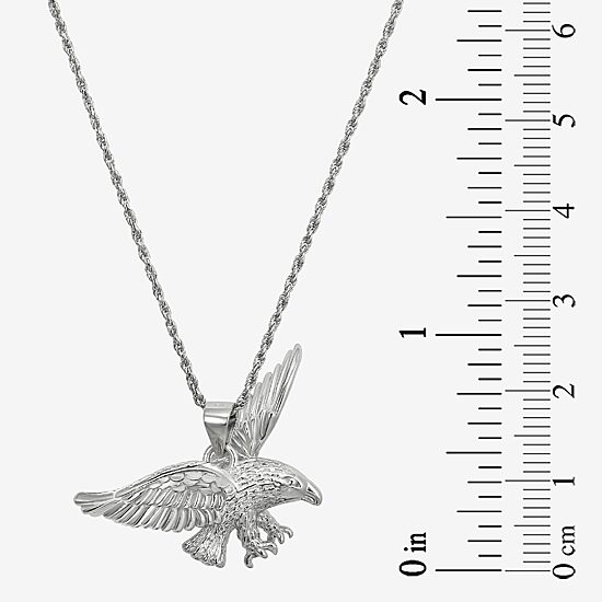 Eagle Mens Sterling Silver Cross 24 Inch Pendant Necklace