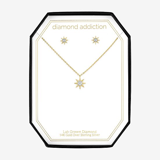 Diamond Addiction North Star (G-H / Si2-I1) Womens Diamond Accent Lab Grown White Diamond 14K Gold Over Silver Star 2-pc. Jewelry Set