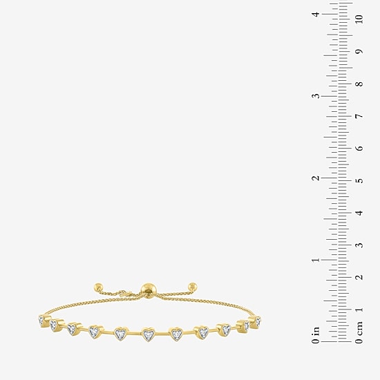 (G-H / I1-I2) Womens 1/10 CT. T.W. Lab Grown White Diamond 14K Gold Over Silver Heart Bolo Bracelet