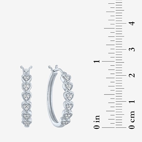 (G-H / I1-I2) Womens 1/10 CT. T.W. Lab Grown White Diamond Sterling Silver 20.8mm Heart Hoop Earrings
