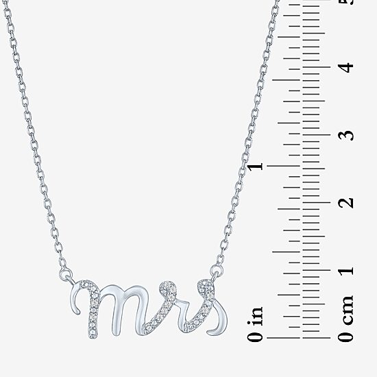 Diamond Accent "Mrs" (G-H / Si2-I1) Womens Diamond Accent Lab Grown White Diamond Sterling Silver 18 Inch Pendant Necklace