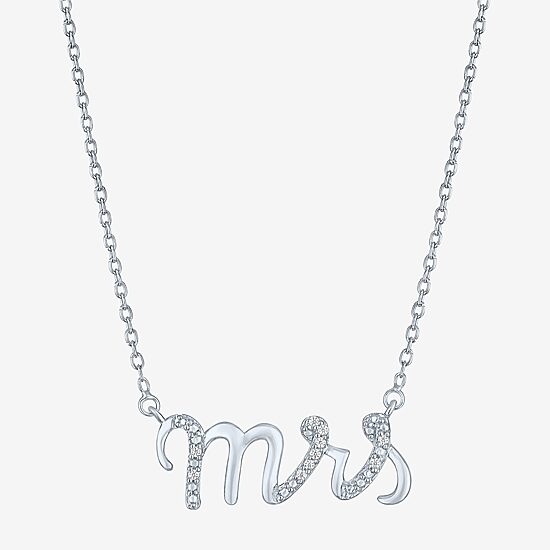 Diamond Accent "Mrs" (G-H / Si2-I1) Womens Diamond Accent Lab Grown White Diamond Sterling Silver 18 Inch Pendant Necklace